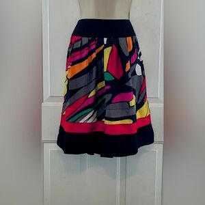 Silk Multicolor Abstract A-Line Skirt